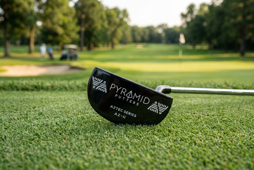Pyramid Aztec Series golf putter on a green
