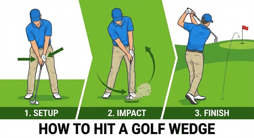 Steps to hit a golf wedge correctly