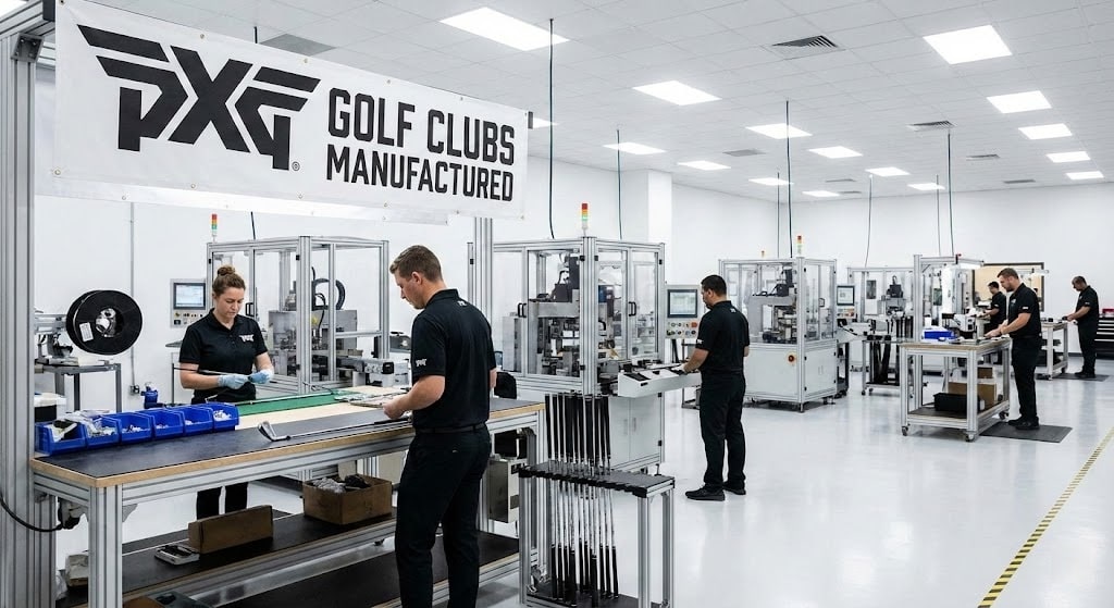 Workers assembling PXG golf clubs in factory