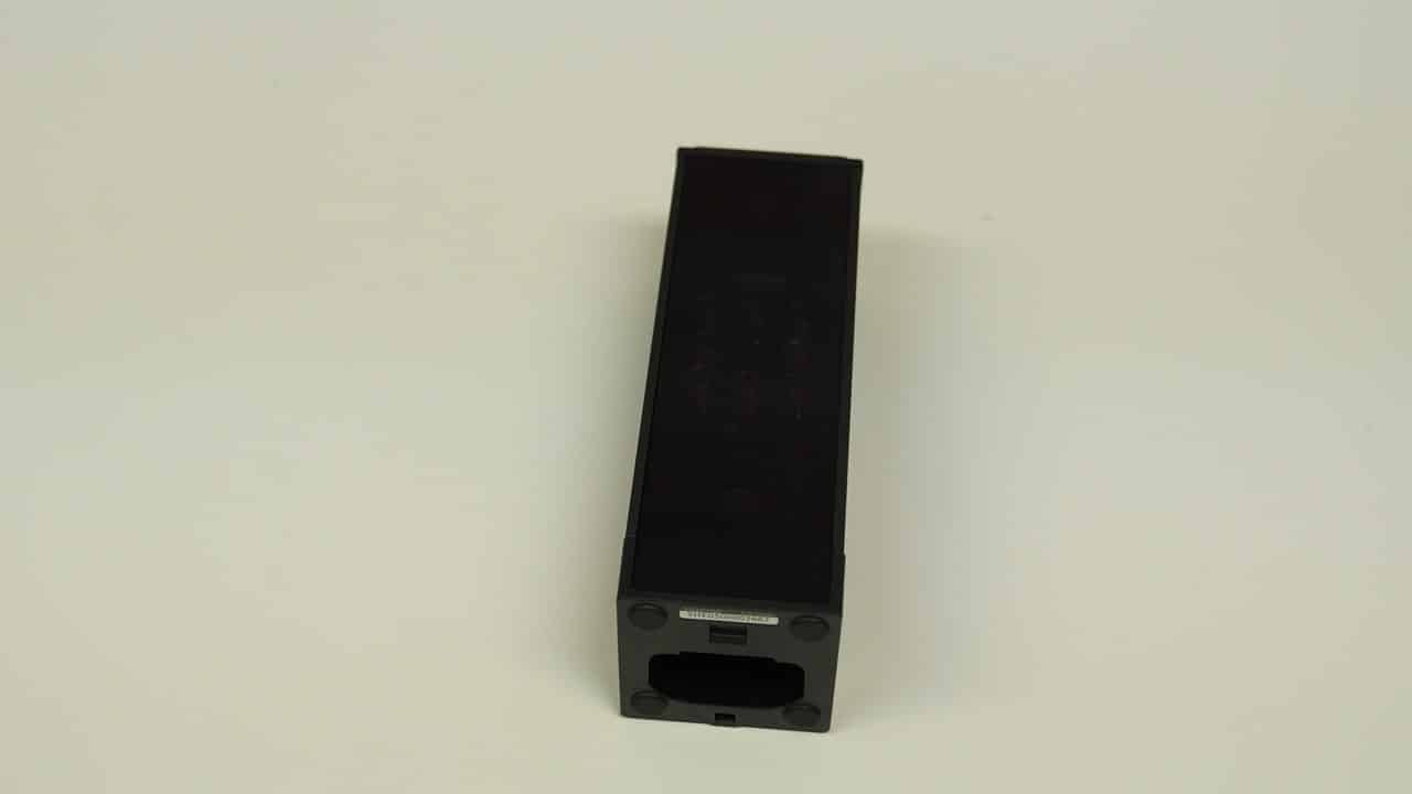 Square Golf launch monitor unit standing upright showing the front sensor face