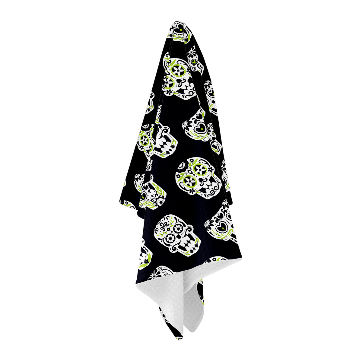 Sugar Skull Black Golf Towel - Shop.GolfersAuthority