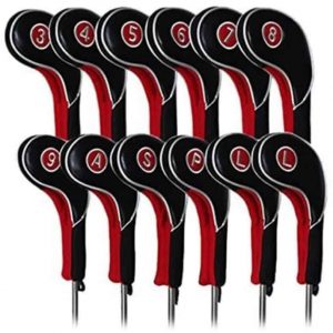 craftsman golf black and red leather and neoprene iron headcovers