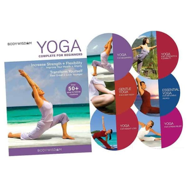 yoga for beginners deluxe 6 dvd set 8 yoga video routines for beginners. includes gentle yoga workouts to increase strength flexibility