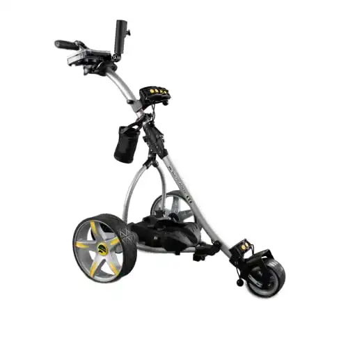 BATCADDY X3R Sealed Lead 18-Hole Battery Powered Golf Push Cart with Remote, Dual Motor, 9-Speeds and Reverse, Cruise Control, Anti-Tip Wheel, and Downhill Control, Titanium Silver