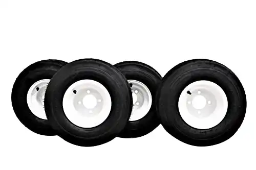 Antego Tire & Wheel 18x8.50-8 Tires on 8x7 Wheels White Assemblies for Golf Carts and Lawn Mowers (Set of 4)