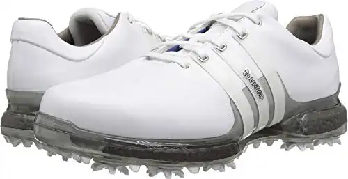 adidas Men's TOUR 360 2.0 Golf Shoe, White/Trace Grey, 7.5 M US