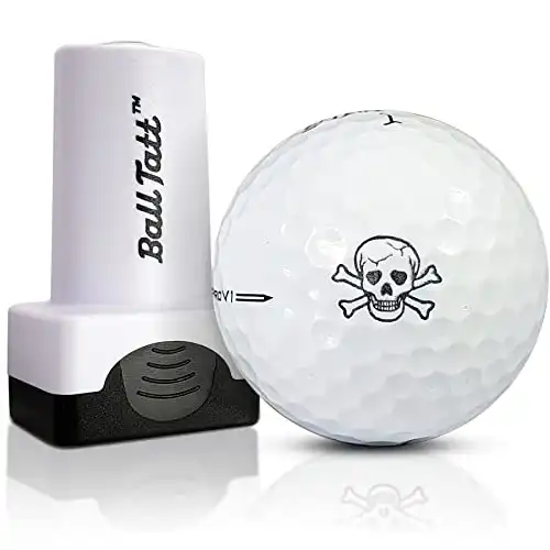 Ball Tatt - Skull & Crossbones Golf Ball Stamp, Golf Ball Stamper, Self-Inking Golf Ball Stamp Markers, Reusable Golf Ball Marking Tool to Identify Golf Balls, Golfer Gift Golfing Accessories
