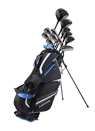 19 Piece Men's Complete Golf Club Package Set with Titanium Driver, 3 Fairway Wood, 3-4-5 Hybrids, 6-SW Irons, Putter, Stand Bag, 5 H/C's - Choose Options! (Tall Size +1", Special Ti-Fa...