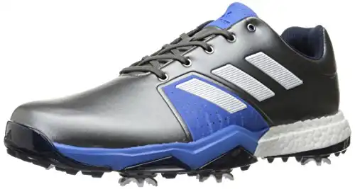 adidas Men's Adipower Boost 3 Golf Shoe, Dark Silver Metallic/White/Blast Blue, 7 M US