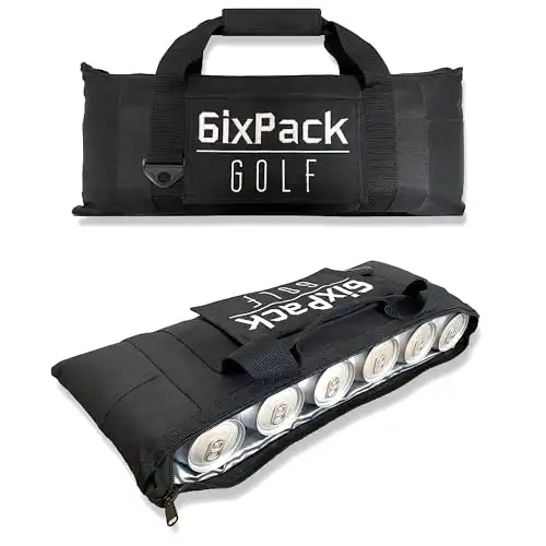 6ixPack Golf Insulated Golf Cooler Bag - Golf Accessories for Men - Designed to Fit All Golf Bags - Includes Ice Pack and Detachable Shoulder Strap - Soft Cooler Fits 6 Beers - Golf Cart Accessories