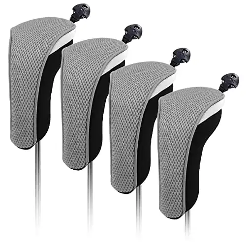 4X Thick Neoprene Hybrid Golf Club Head Cover Headcovers with Interchangeable Number Tags (Gray)
