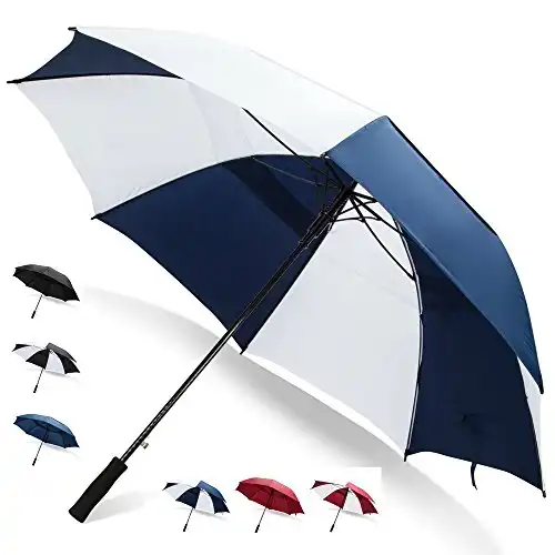 68 Inch Golf Umbrella (Blue/White, 1-Pack) Golf Push Cart Compact Umbrella Windproof Umbrella Automatic Umbrella Mens Umbrella Large Golf Umbrella 68 Inch Umbrella