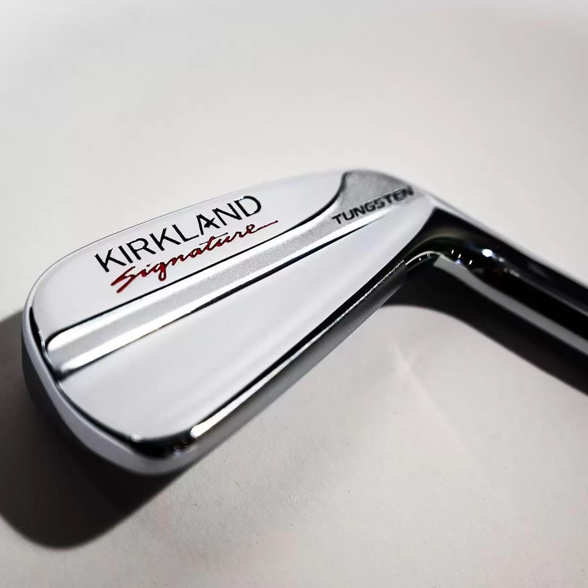 Close-up of Kirkland Signature golf club head.