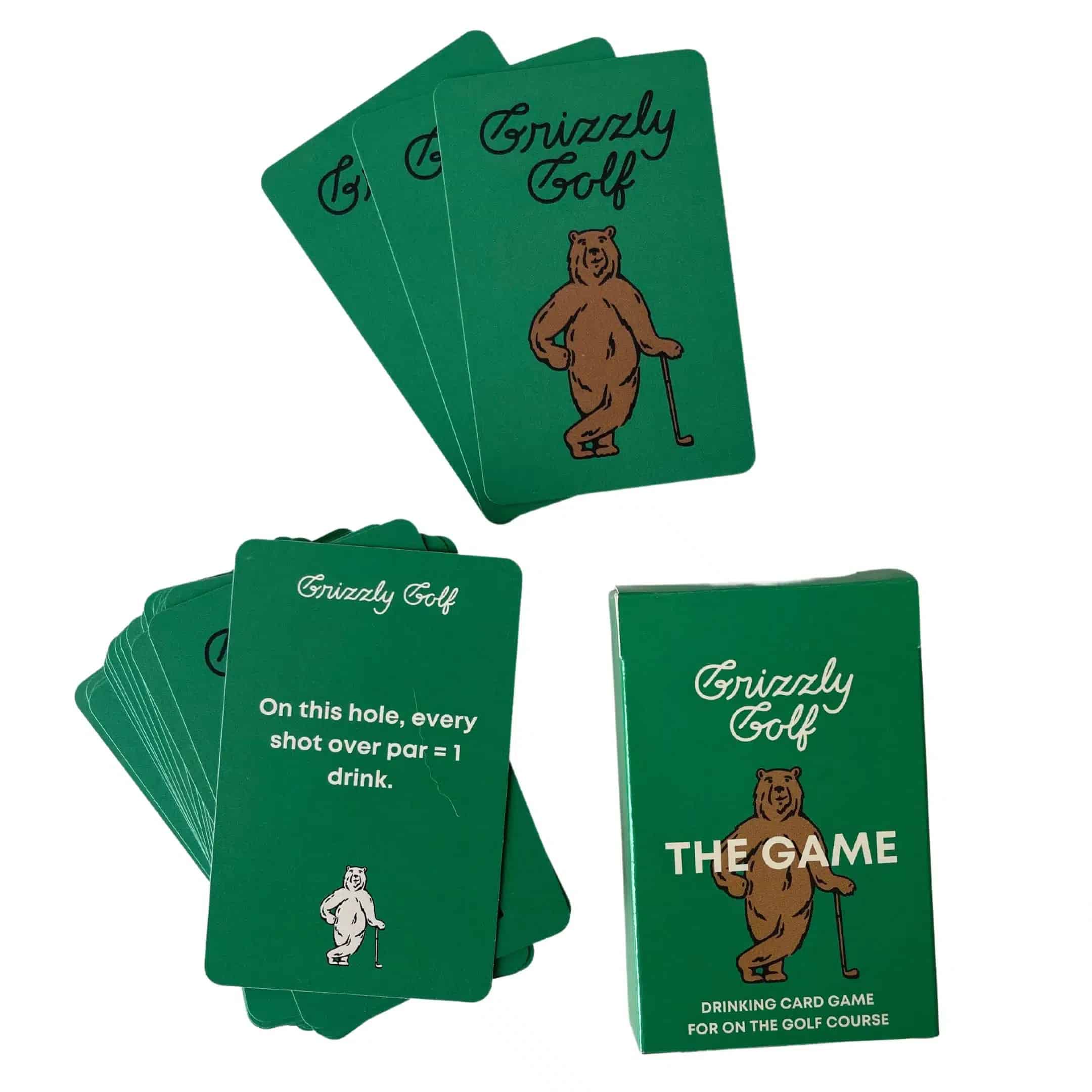 Grizzly Golf drinking card game for golf enthusiasts.