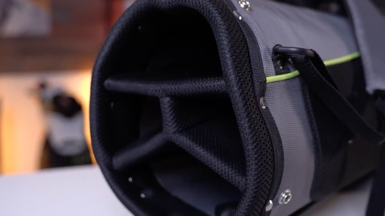 Close-up of a padded camera bag interior