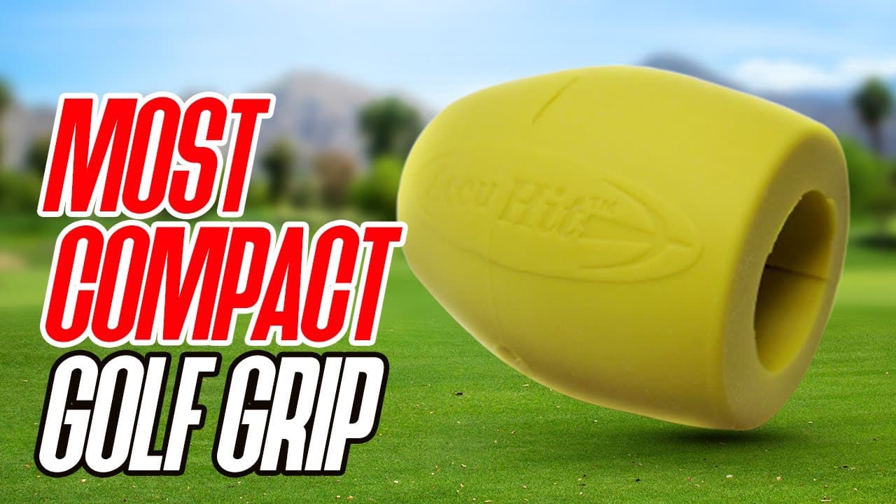Compact yellow golf grip showcased on green grass
