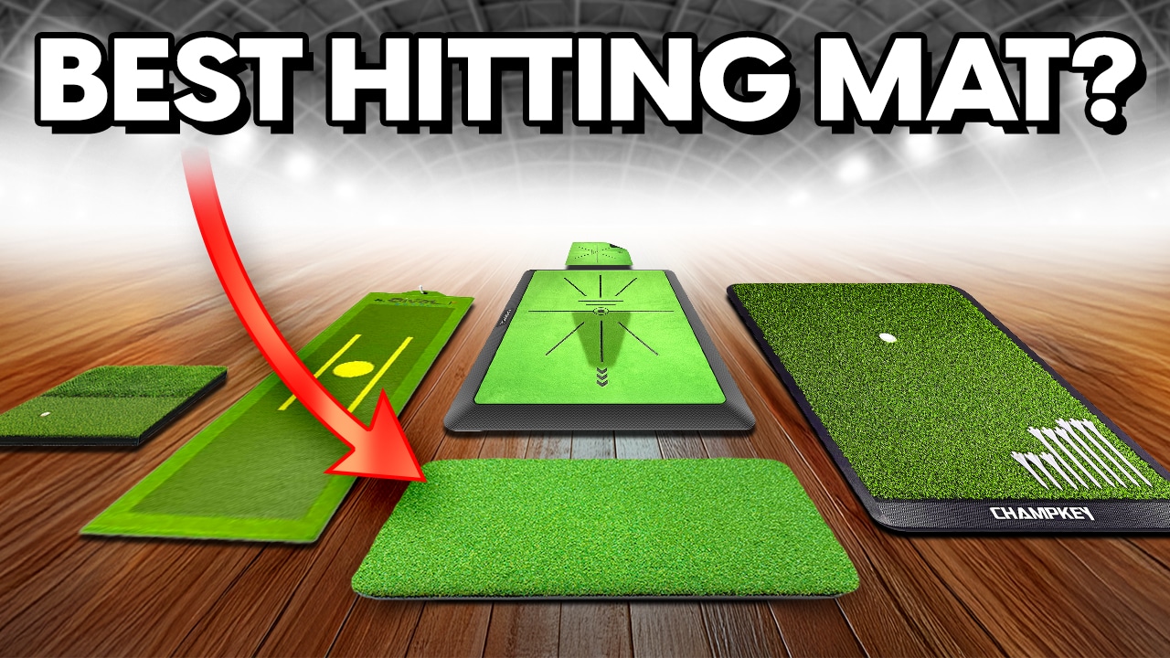 Comparison of golf hitting mats on wooden floor
