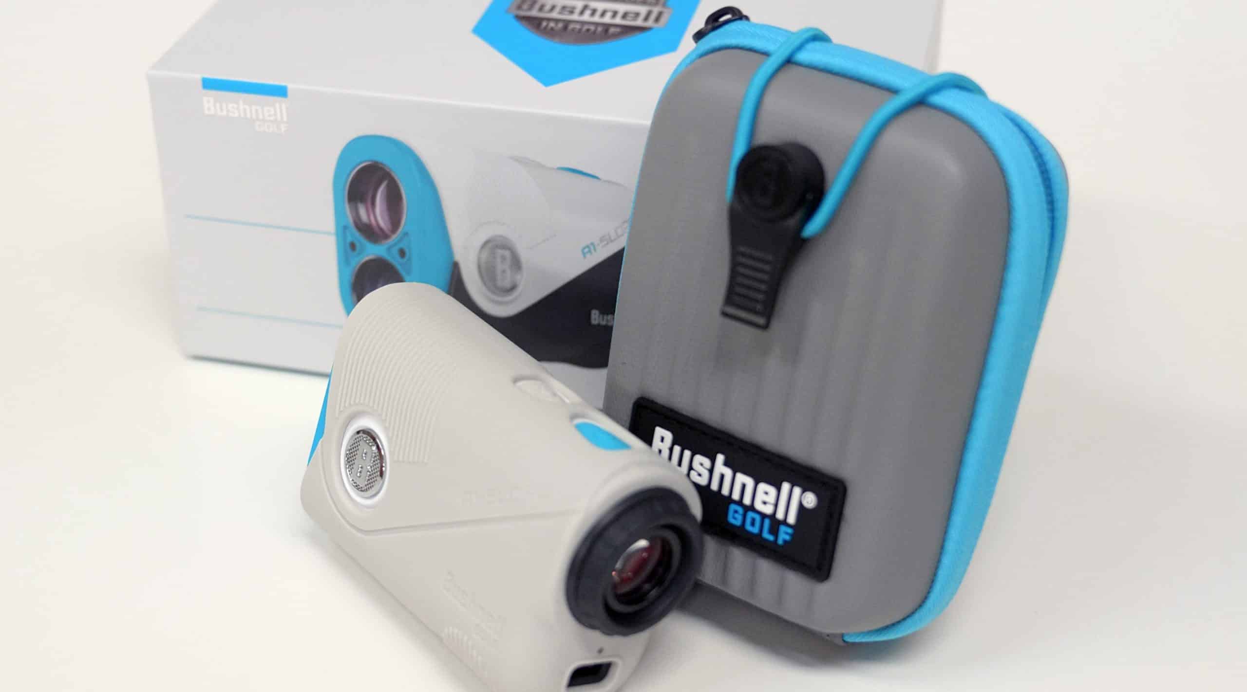 Bushnell golf rangefinder with case and packaging