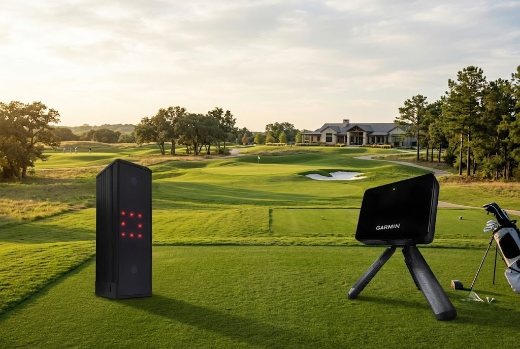 Garmin golf launch monitor on course fairway