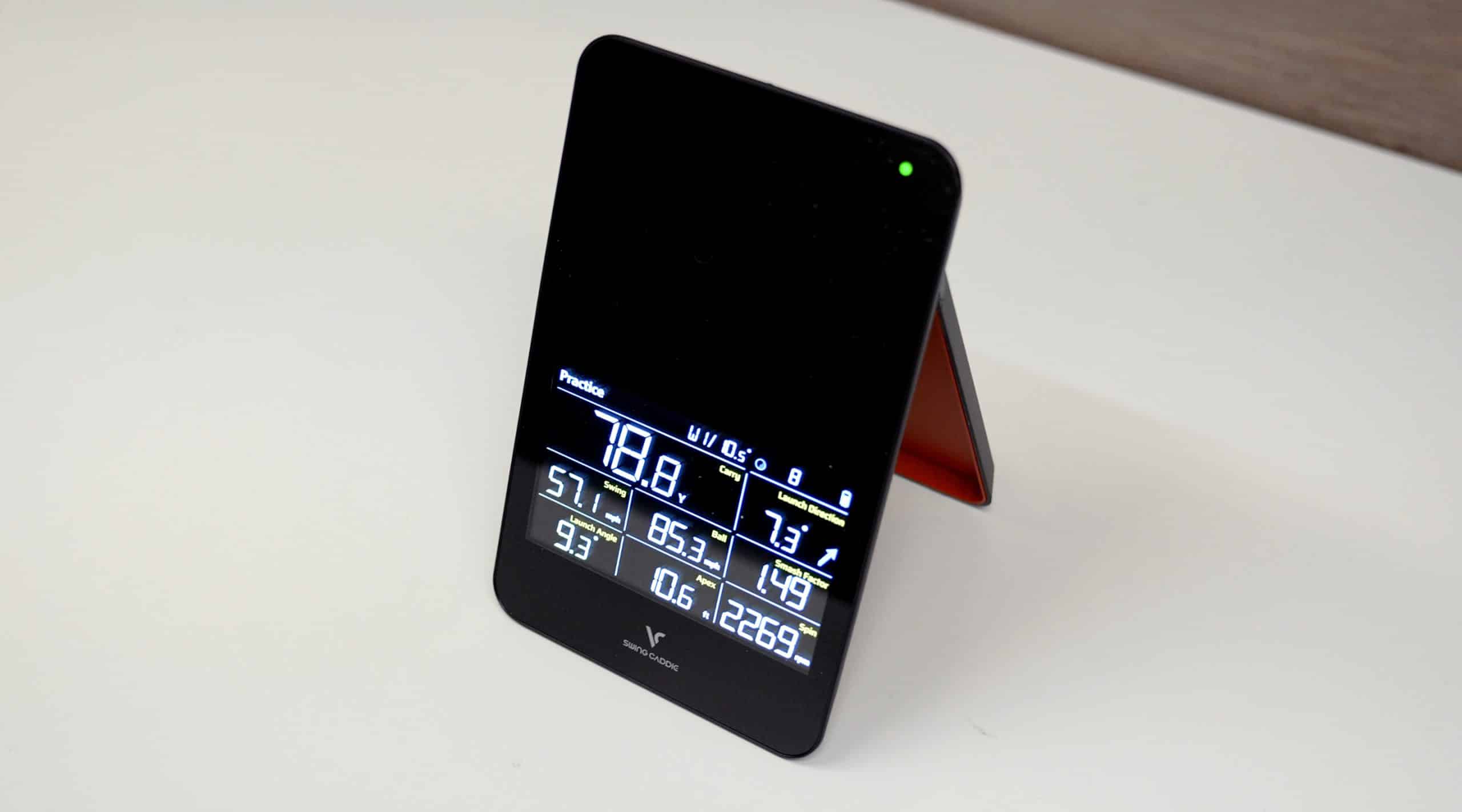 Digital golf swing speed monitor on stand