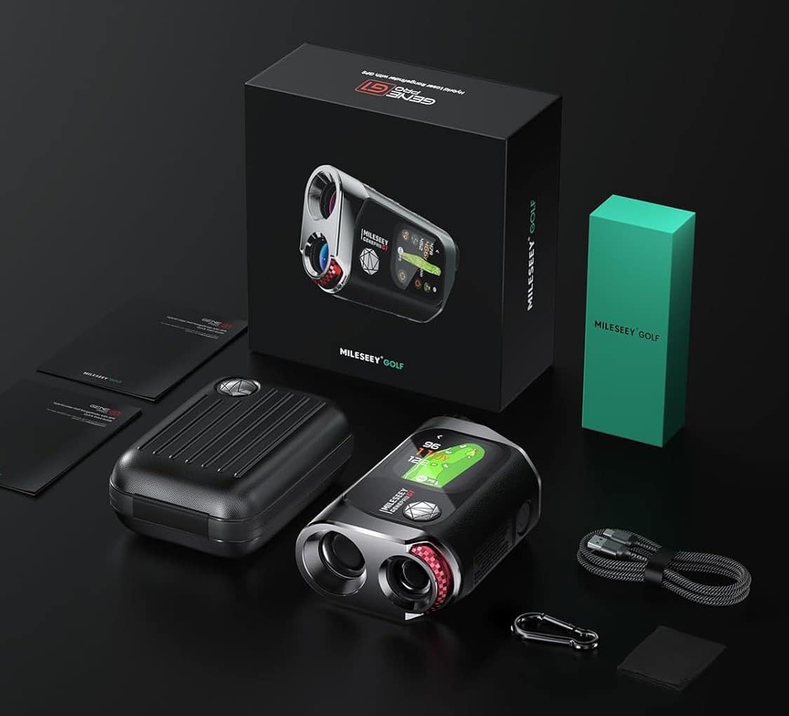 Mileseey golf rangefinder with packaging and accessories