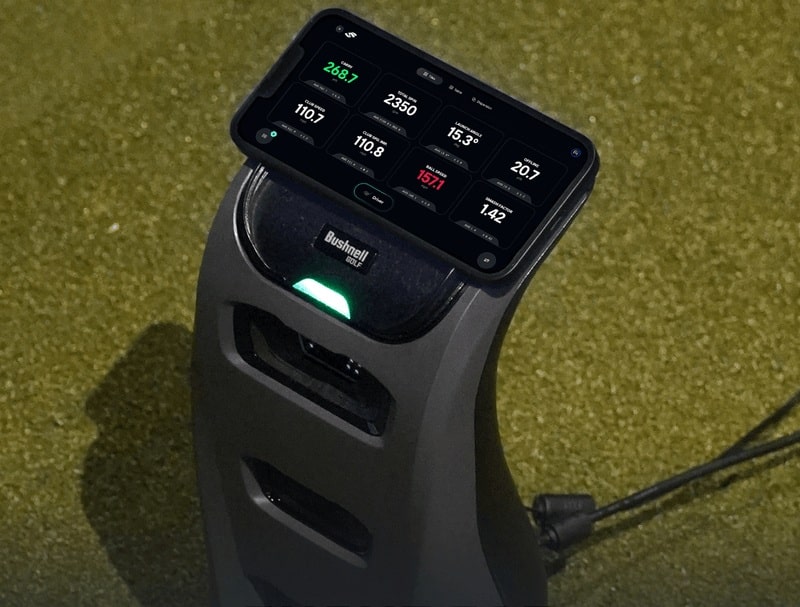 Bushnell Golf launch monitor with performance metrics display