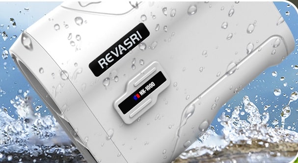 Waterproof white REVASRI monocular telescope in splashing water