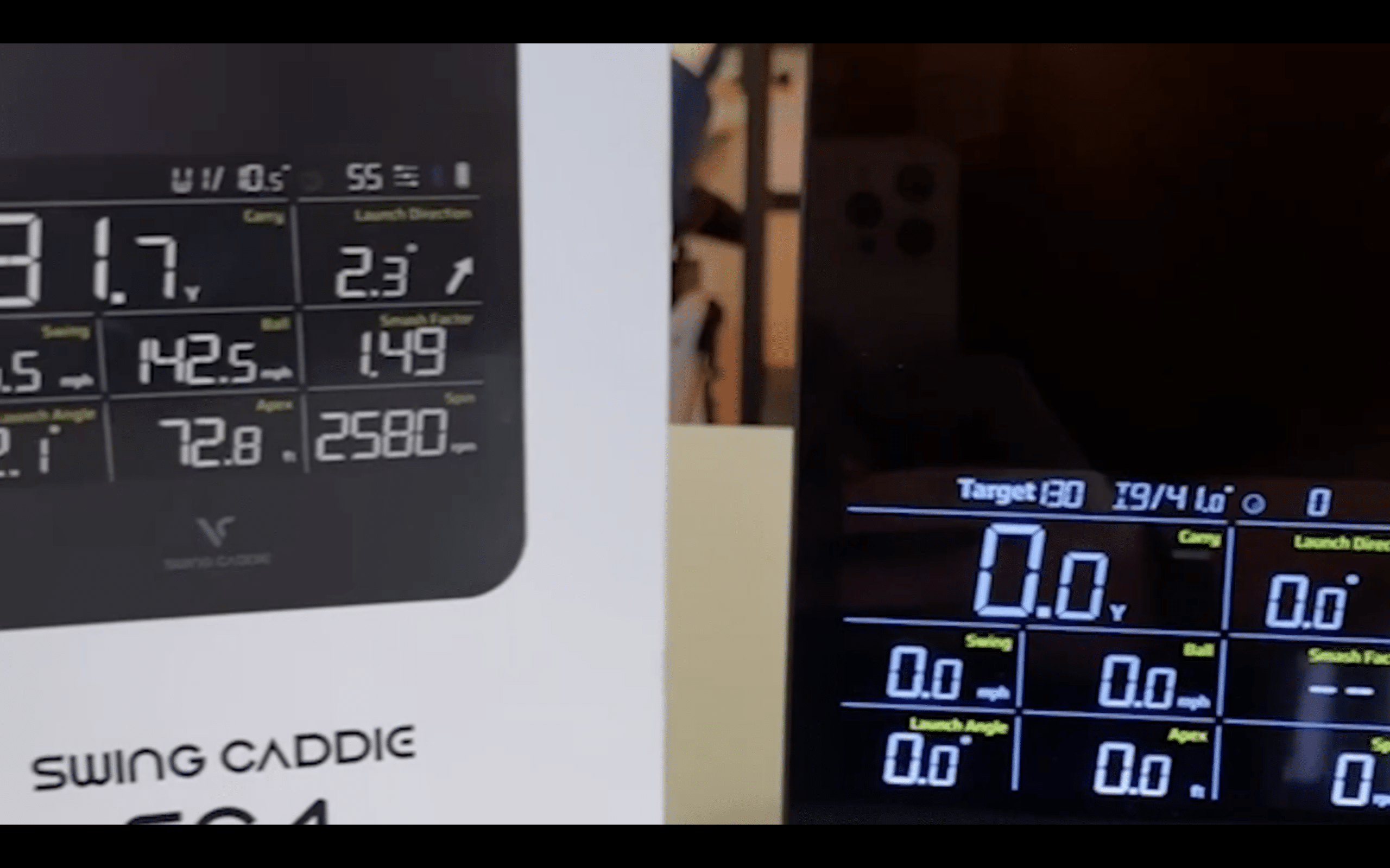 Swing Caddie launch monitor display comparison