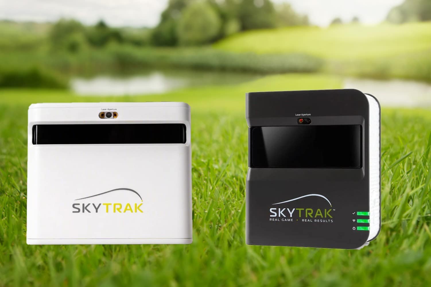 SkyTrak golf launch monitors on green grass
