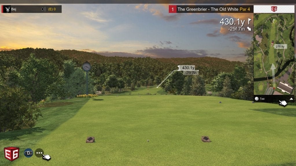 Virtual golf course with distance and map display