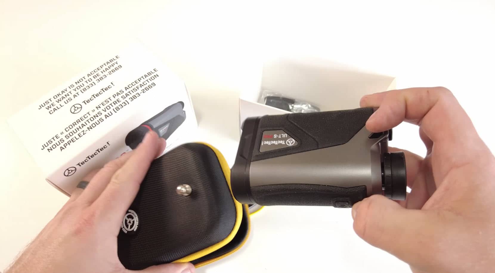 Person holding TecTecTec ULTS Pro rangefinder