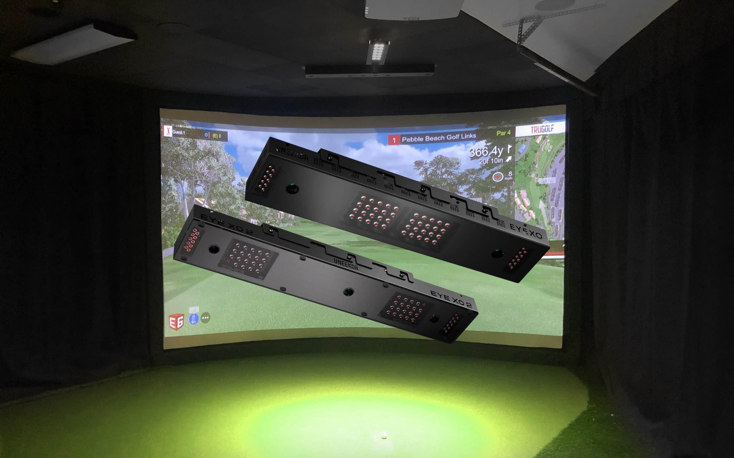 Indoor golf simulator with tracking sensors