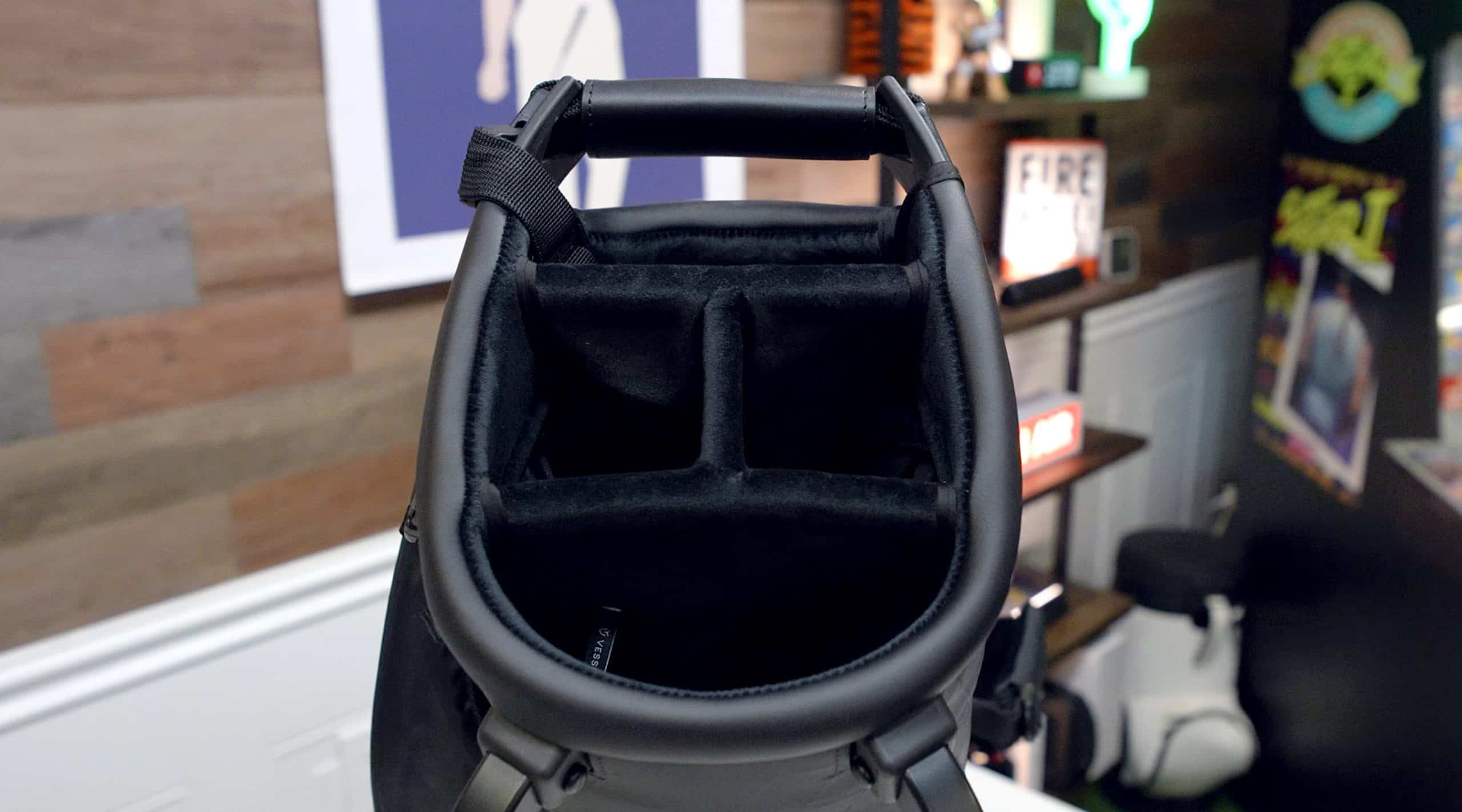 Top view of golf bag compartments