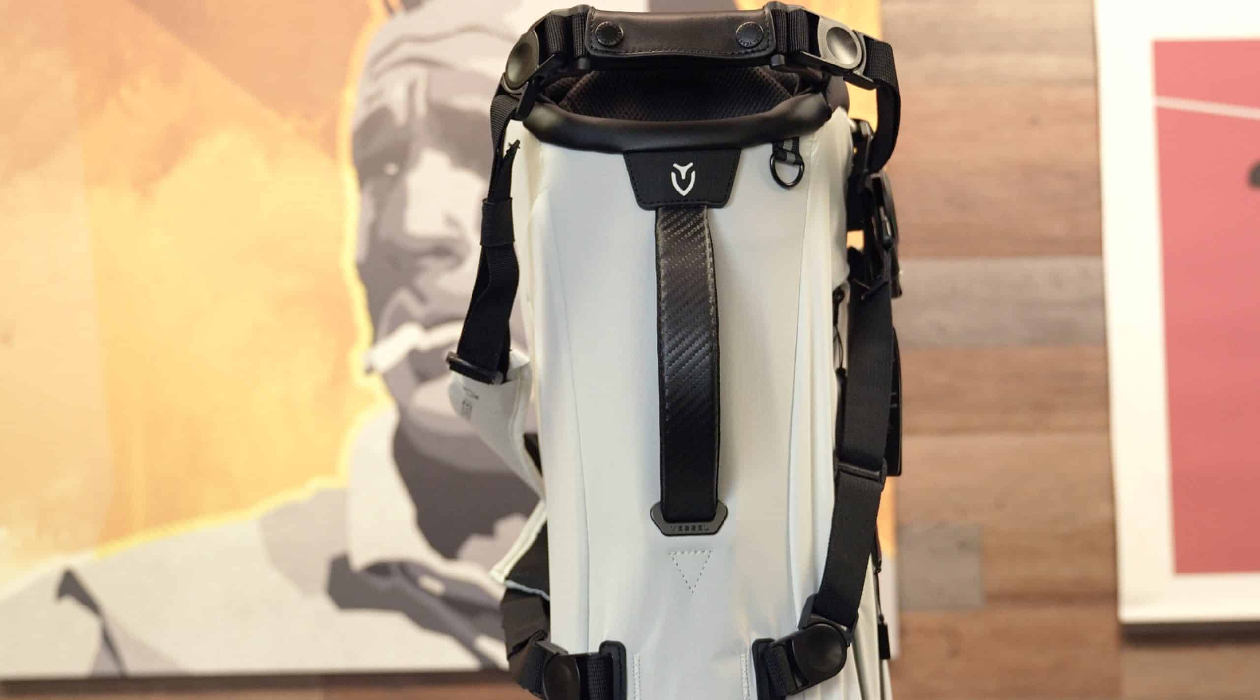 Modern white backpack with black straps