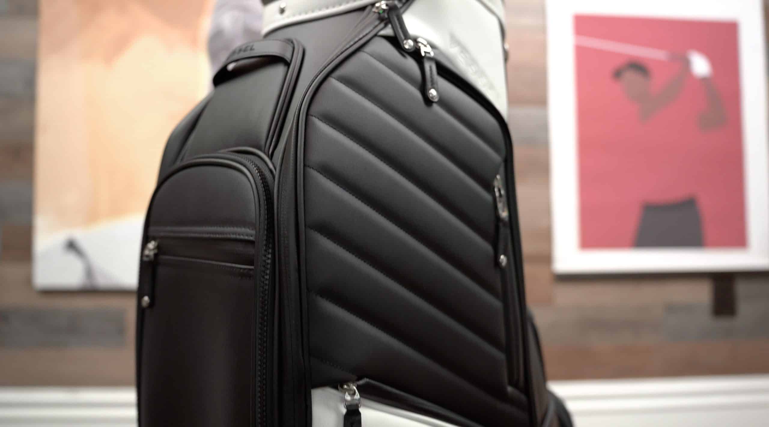 Black and white golf bag close-up