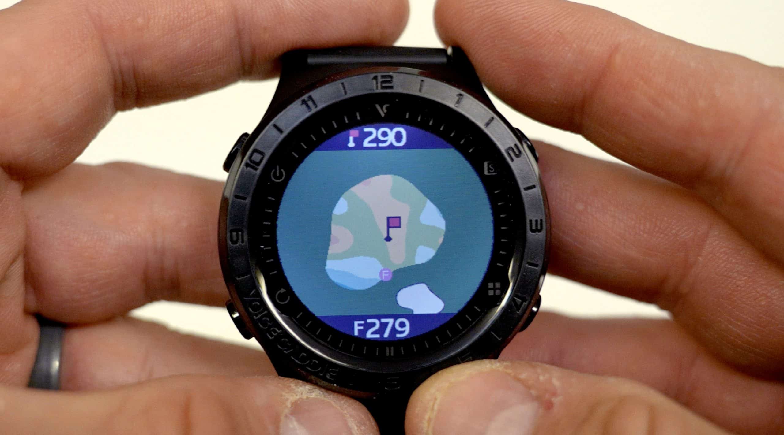 Smartwatch displaying golf course map