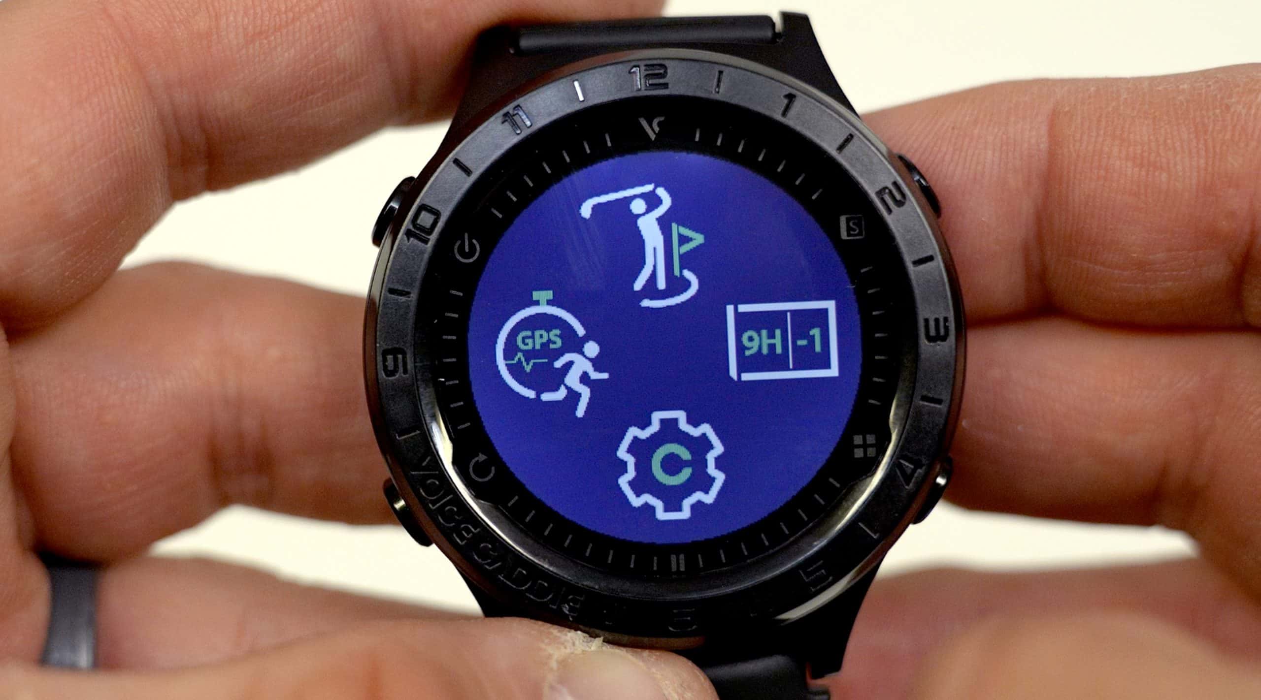 Smartwatch showing golf and GPS tracking features