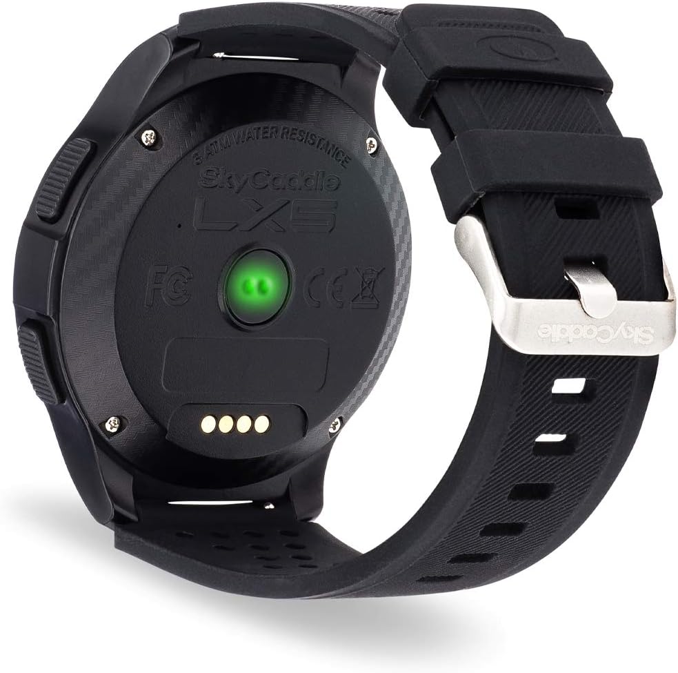 Black SkyCaddie LX5 golf GPS smartwatch back view