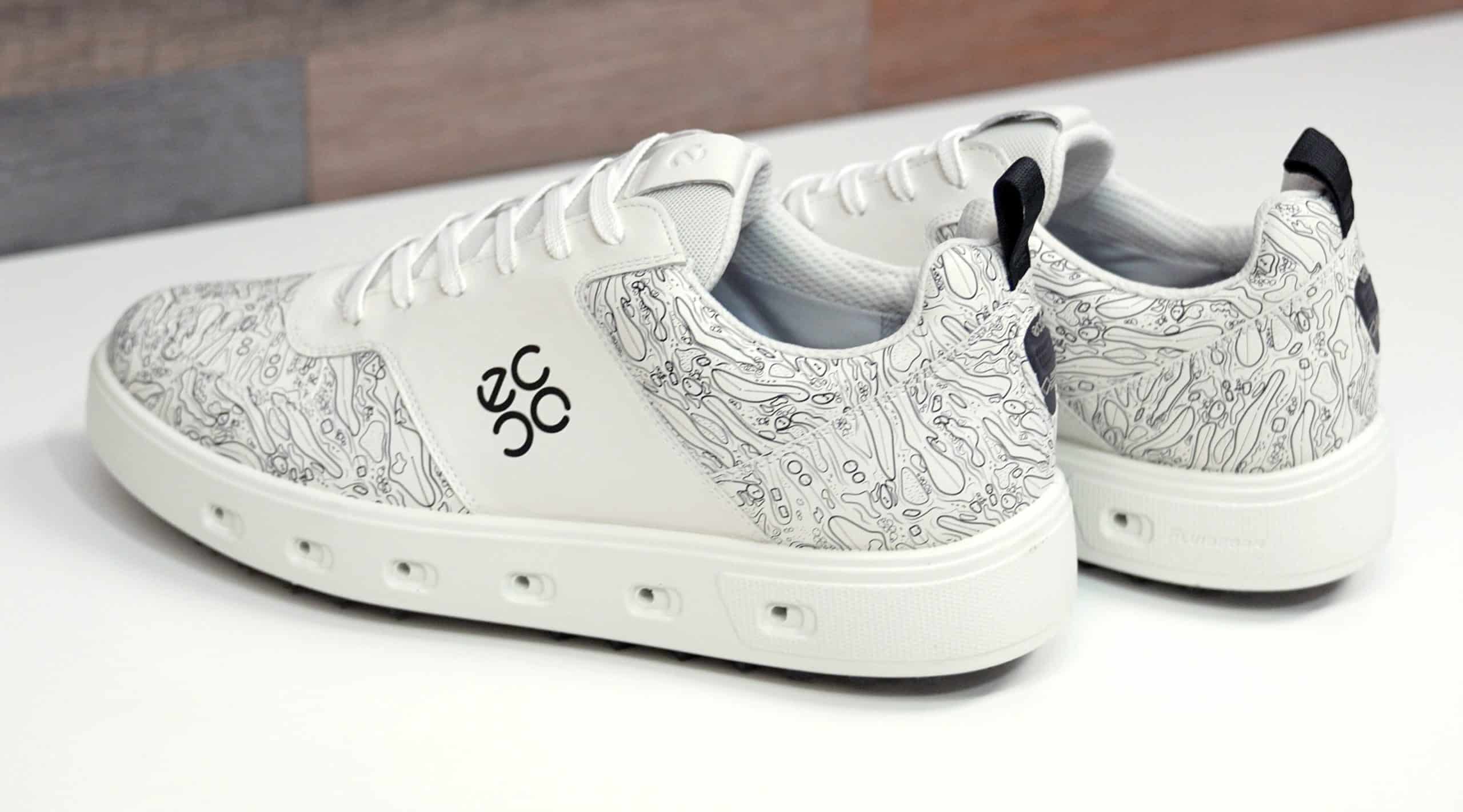 White patterned sneakers with modern design