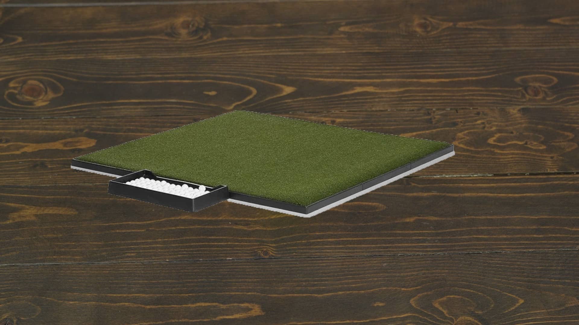 Golf practice mat with ball tray
