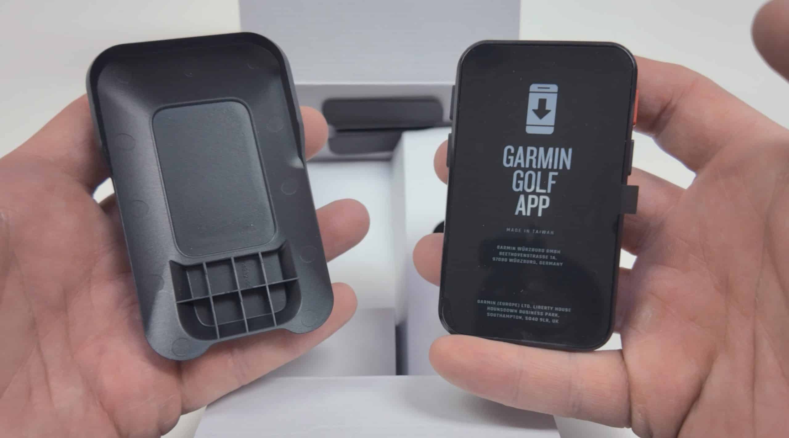 Garmin Golf App device and cover in hands