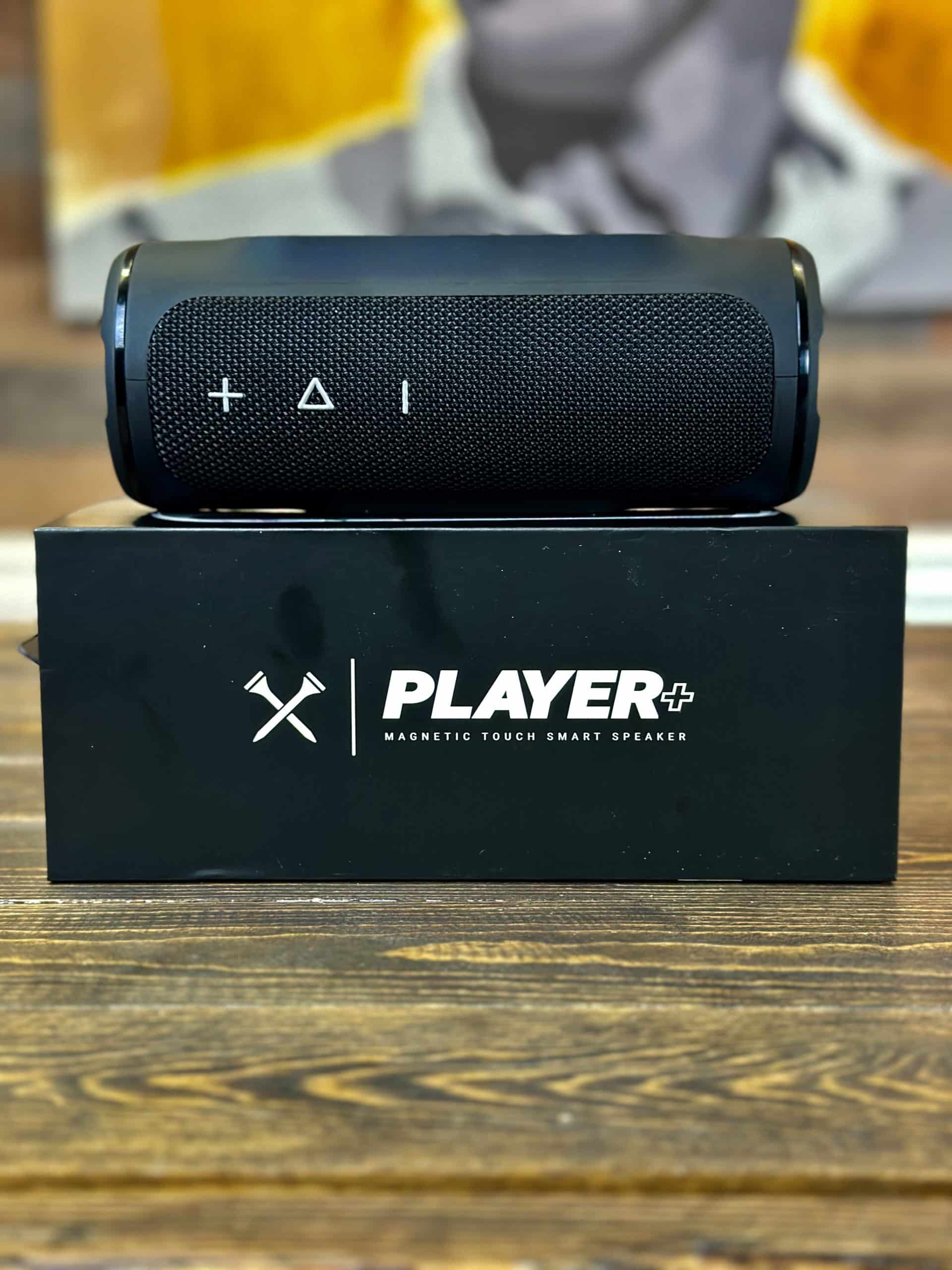 Black Player Plus magnetic touch smart speaker on box