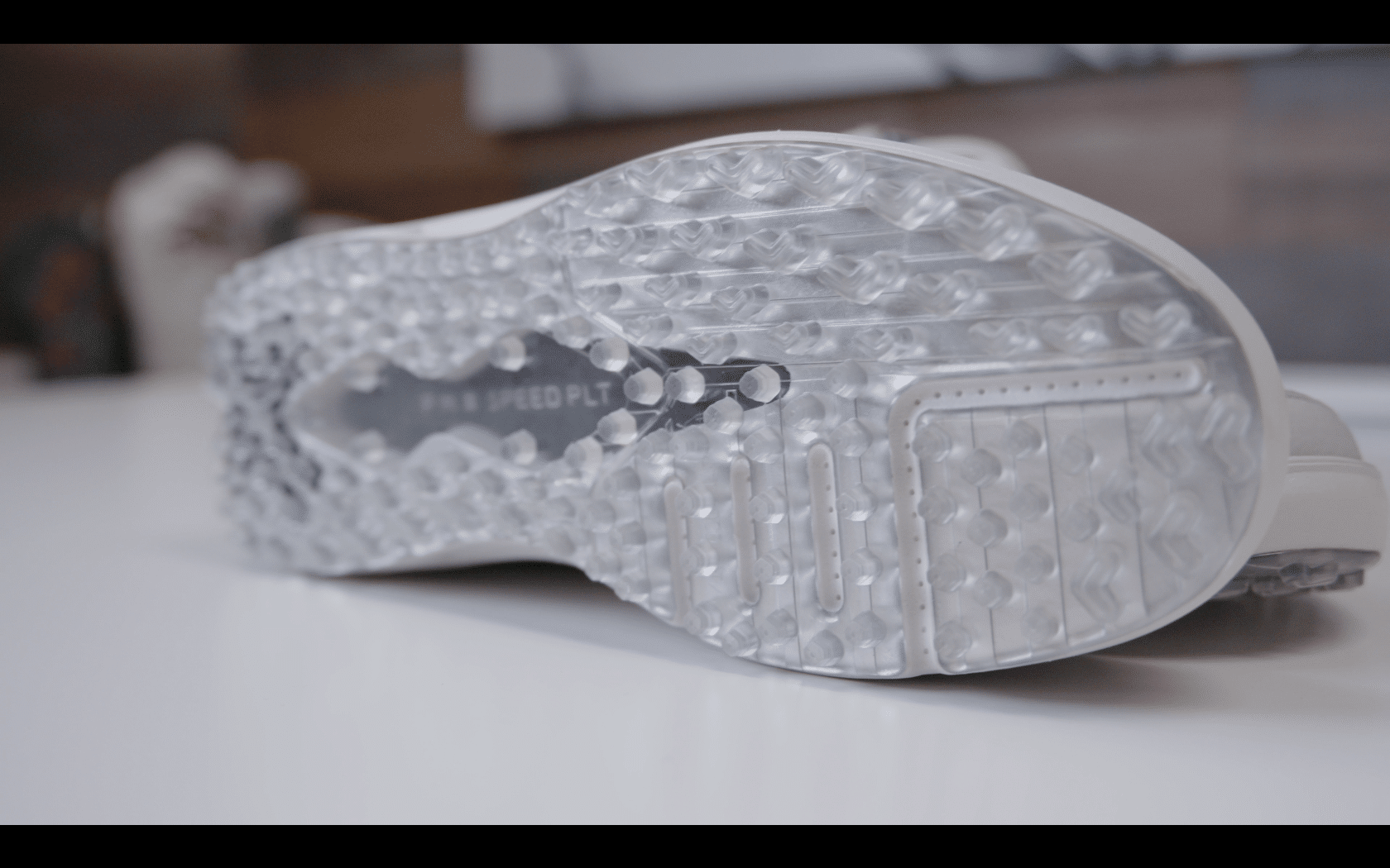 Close-up of transparent sneaker sole texture