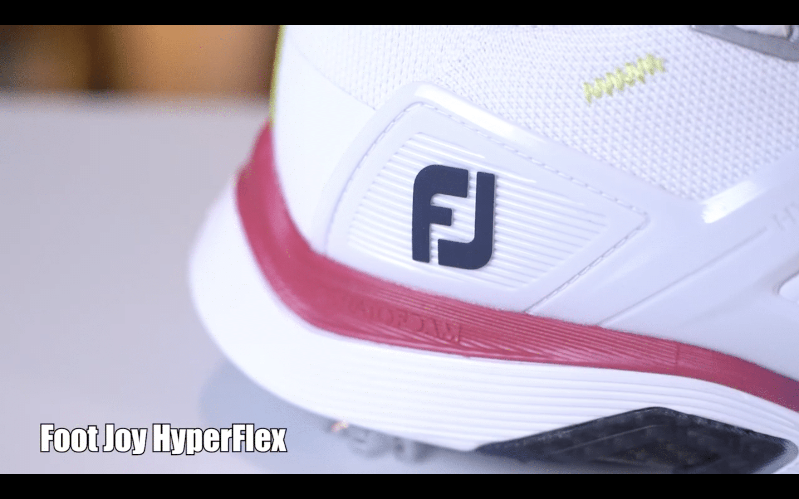 Close-up of FootJoy HyperFlex golf shoe heel