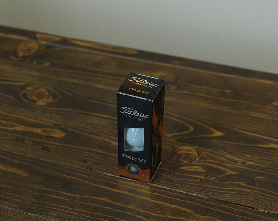 Titleist Pro V1 golf ball box on table