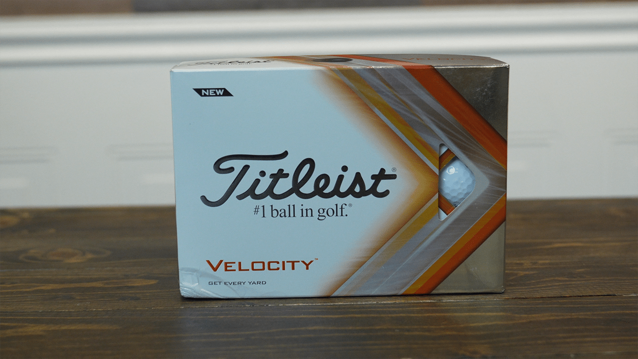 Titleist Velocity golf balls box on table