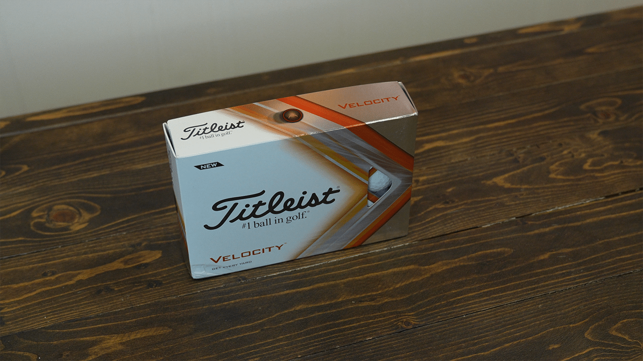Titleist Velocity golf balls box on table
