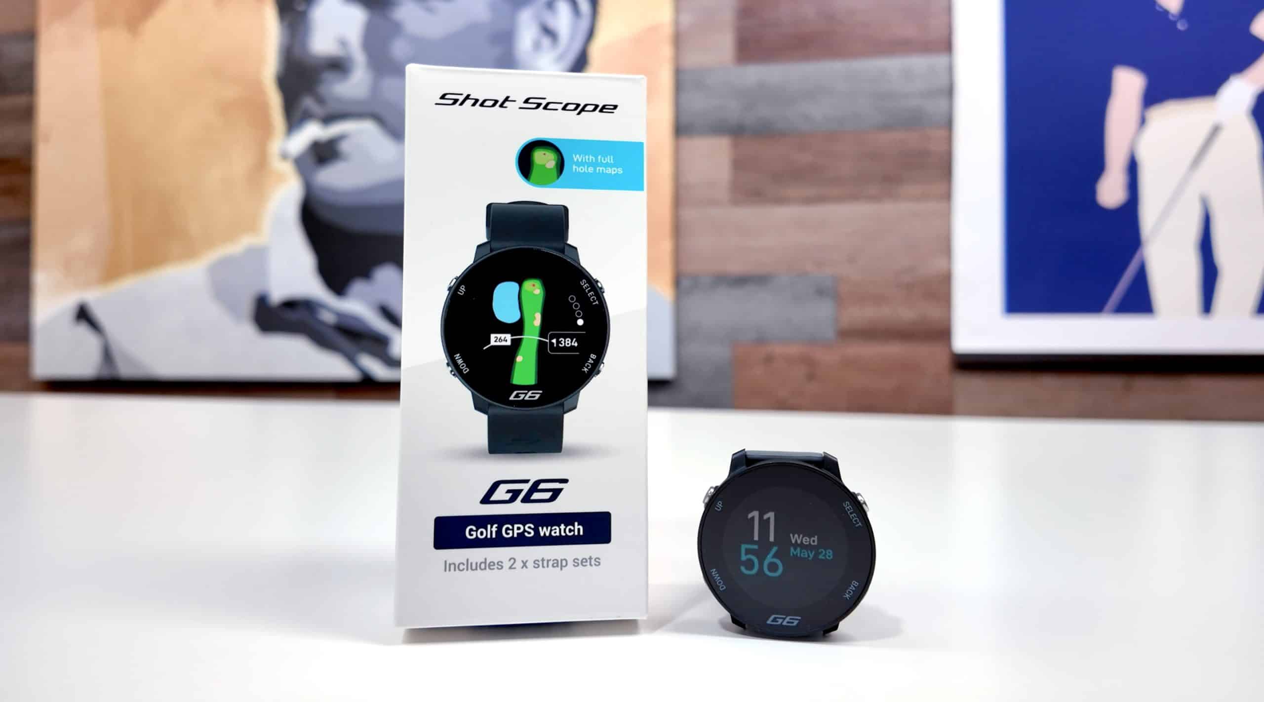 Shot Scope G6 golf GPS watch and packaging