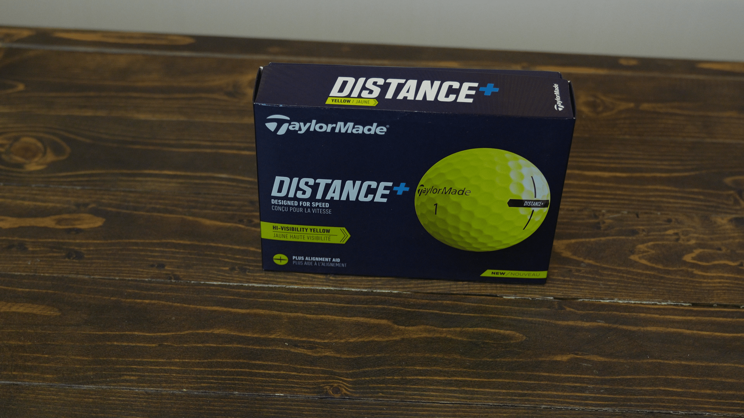 TaylorMade Distance Plus yellow golf balls box