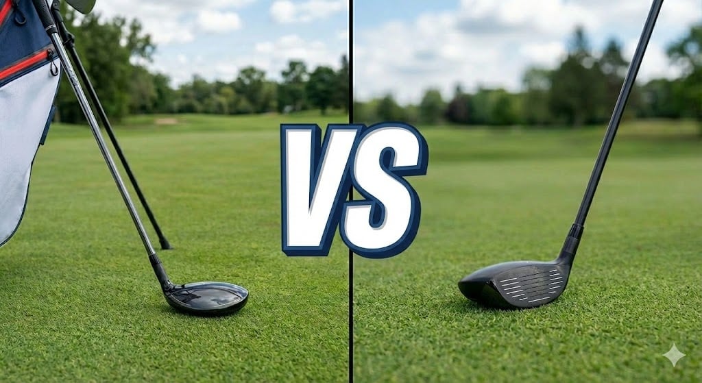 Golf clubs comparison on grass course
